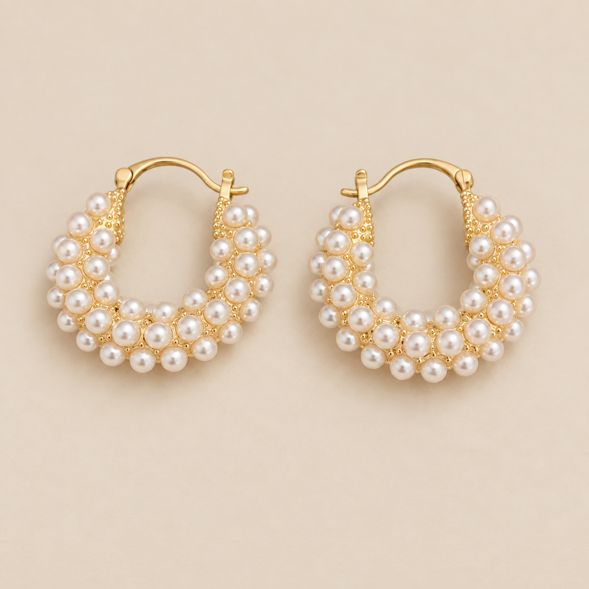 Pearl Bubble Hoop Earrings