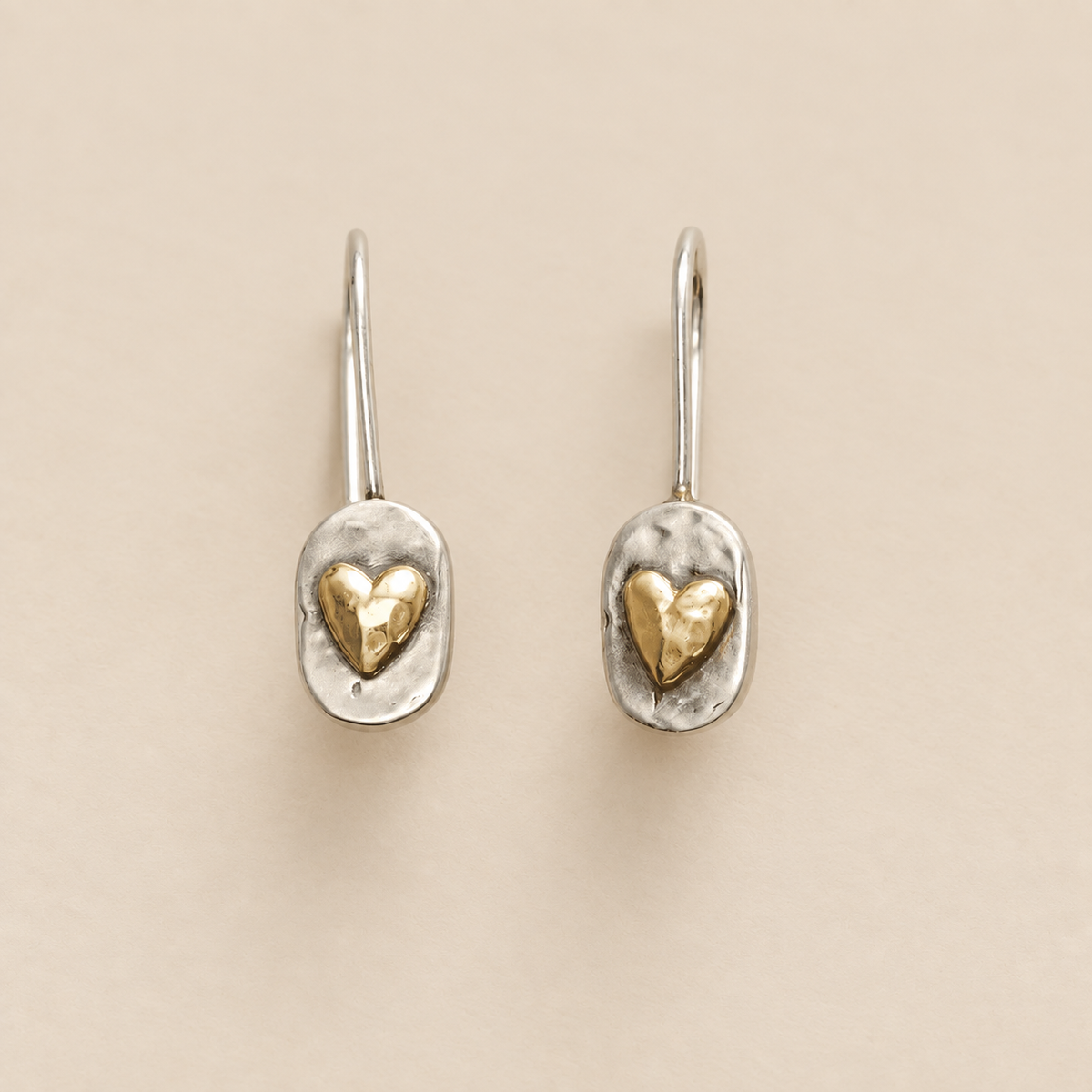 Pendientes Colgantes Corazón Bicolor