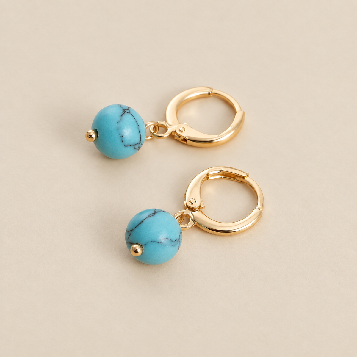 Vintage Gold Turquoise Drop Earrings