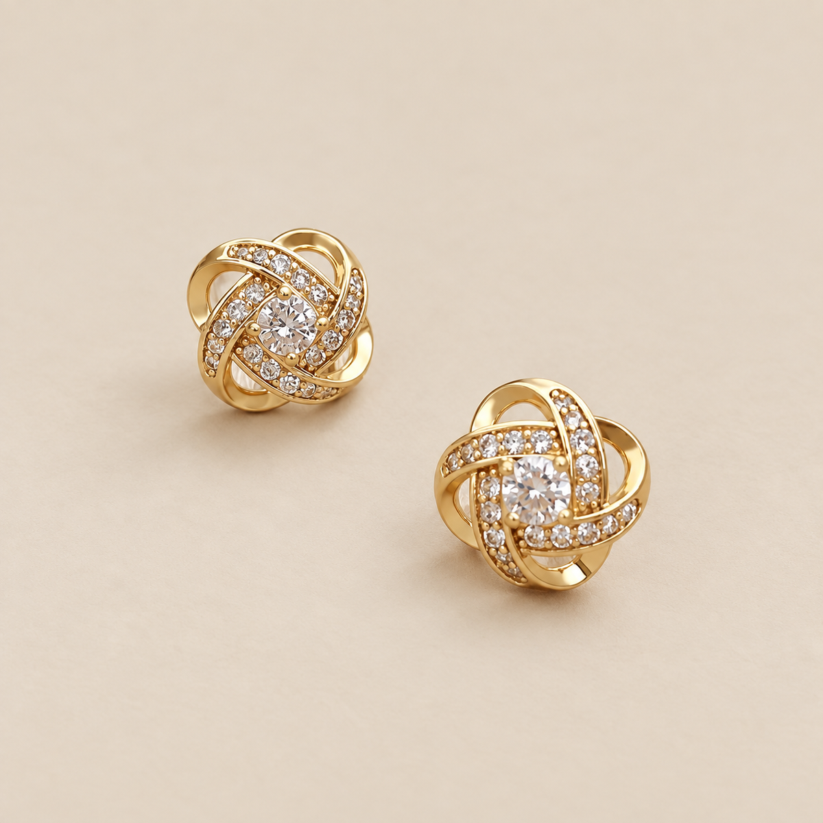 Zircon Knot Stud Earrings