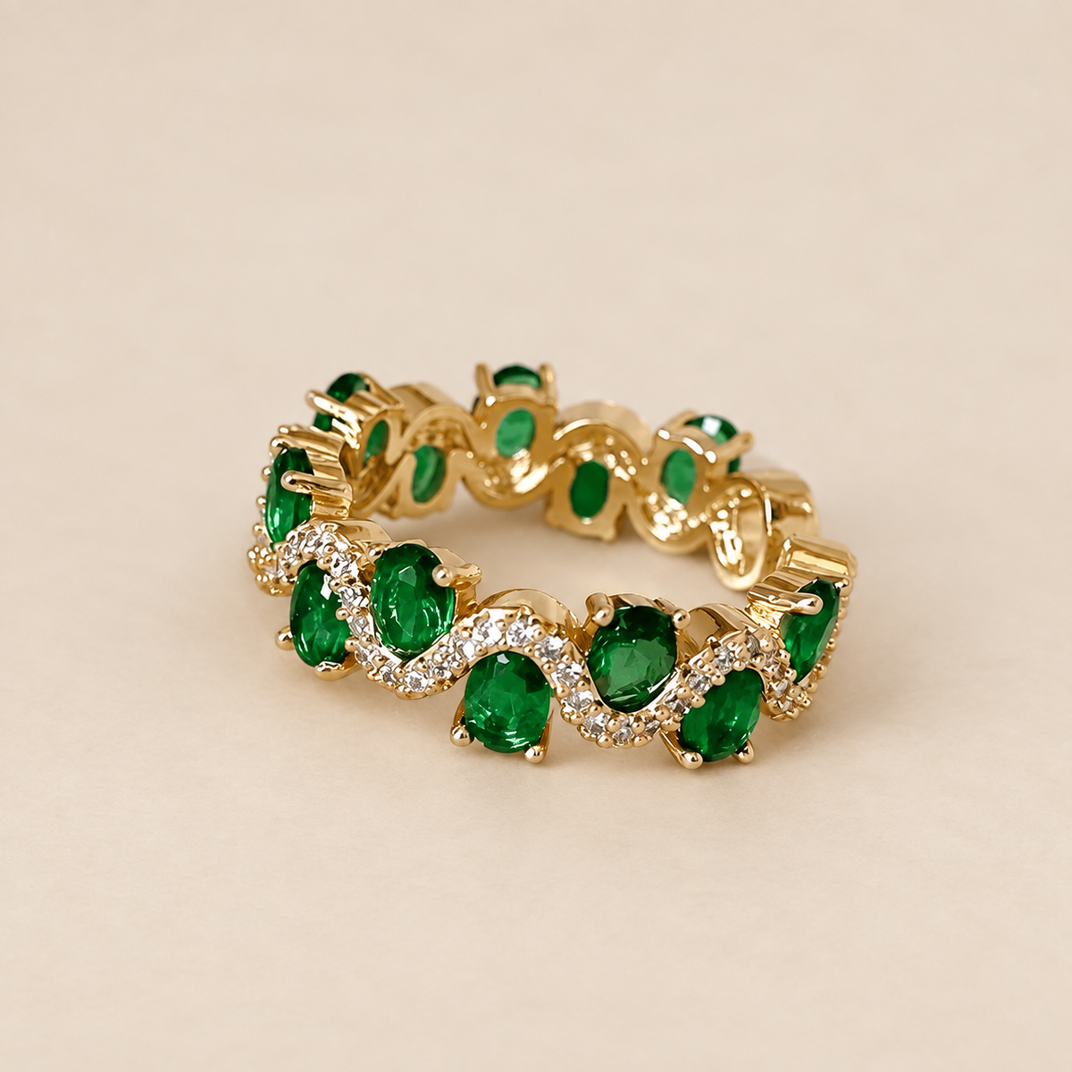 Royal Green Crystal Crown Ring