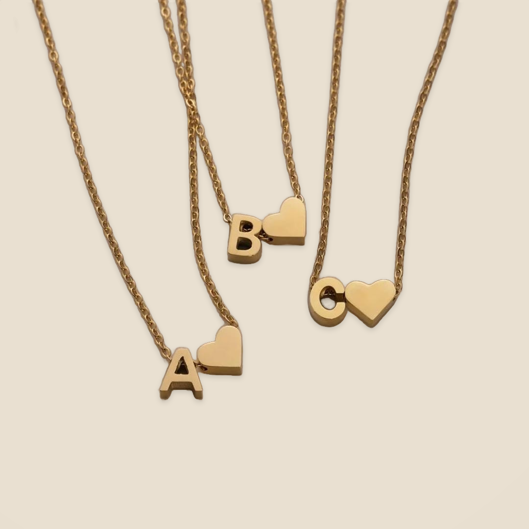 Personalized Gold Initial Heart Necklace