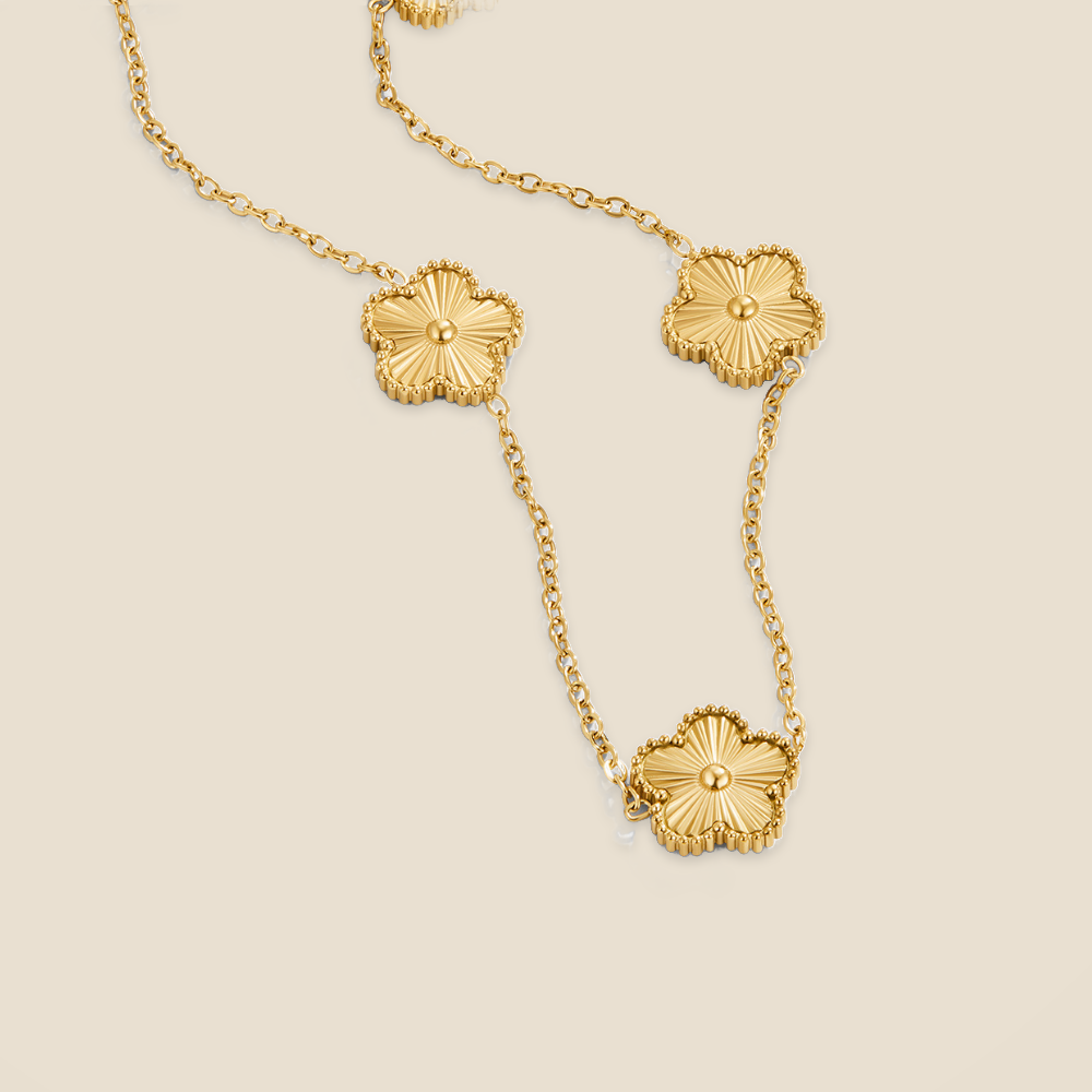 Golden Clover Cluster Necklace