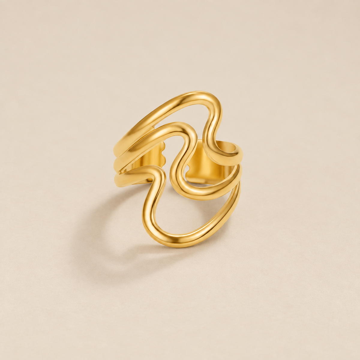 Golden Waves Wrap Ring