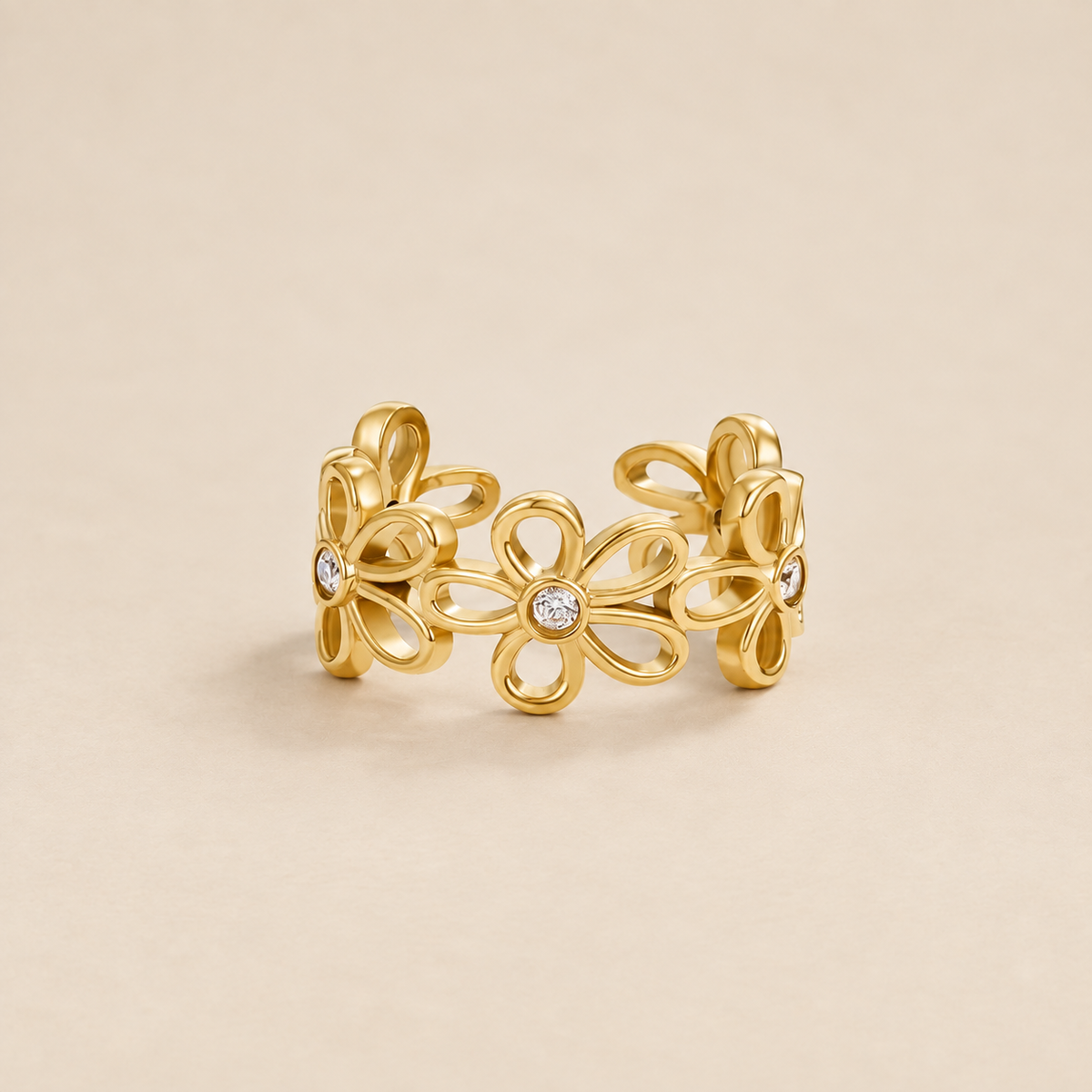 Golden Wildflower Infinity Ring