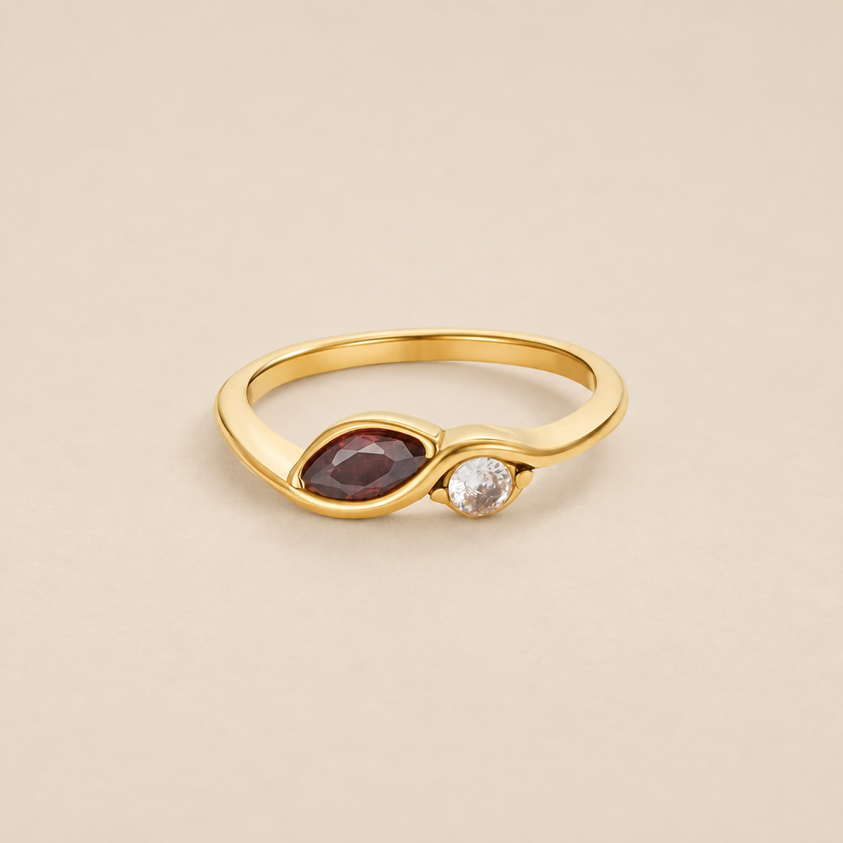 Infinity Crystal Red Garnet Ring