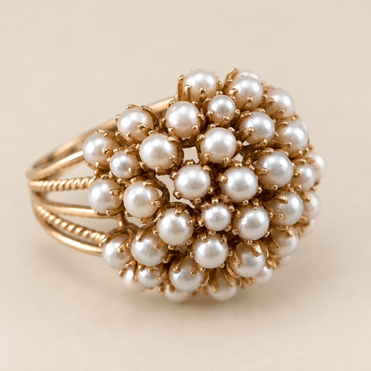 Handmade Inlaid Pearls Ring