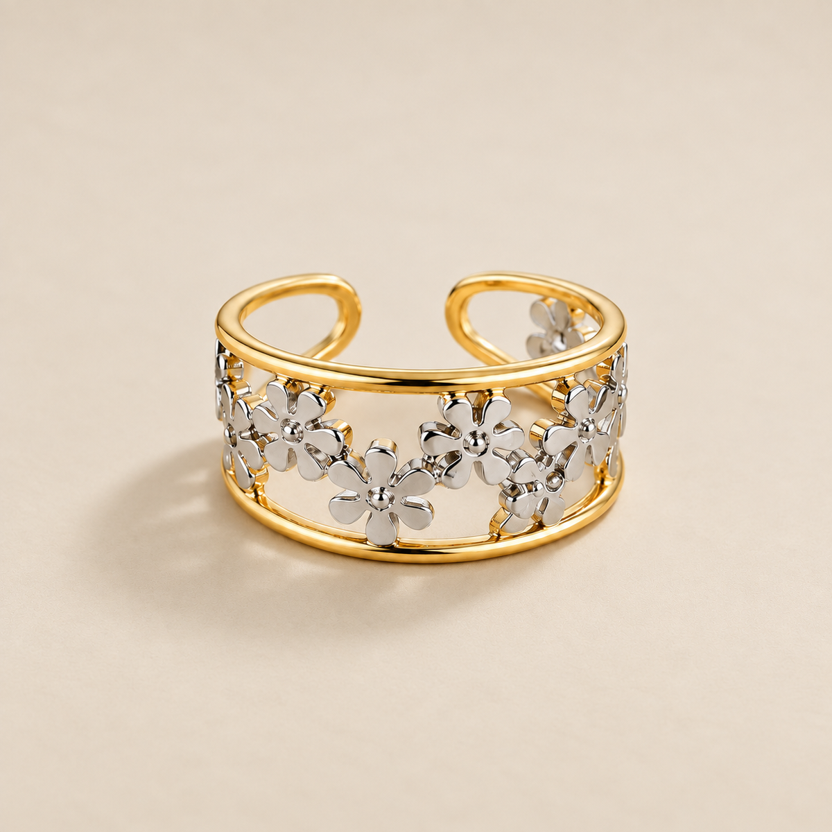 VINTAGE LAYERED THICK GOLD RING