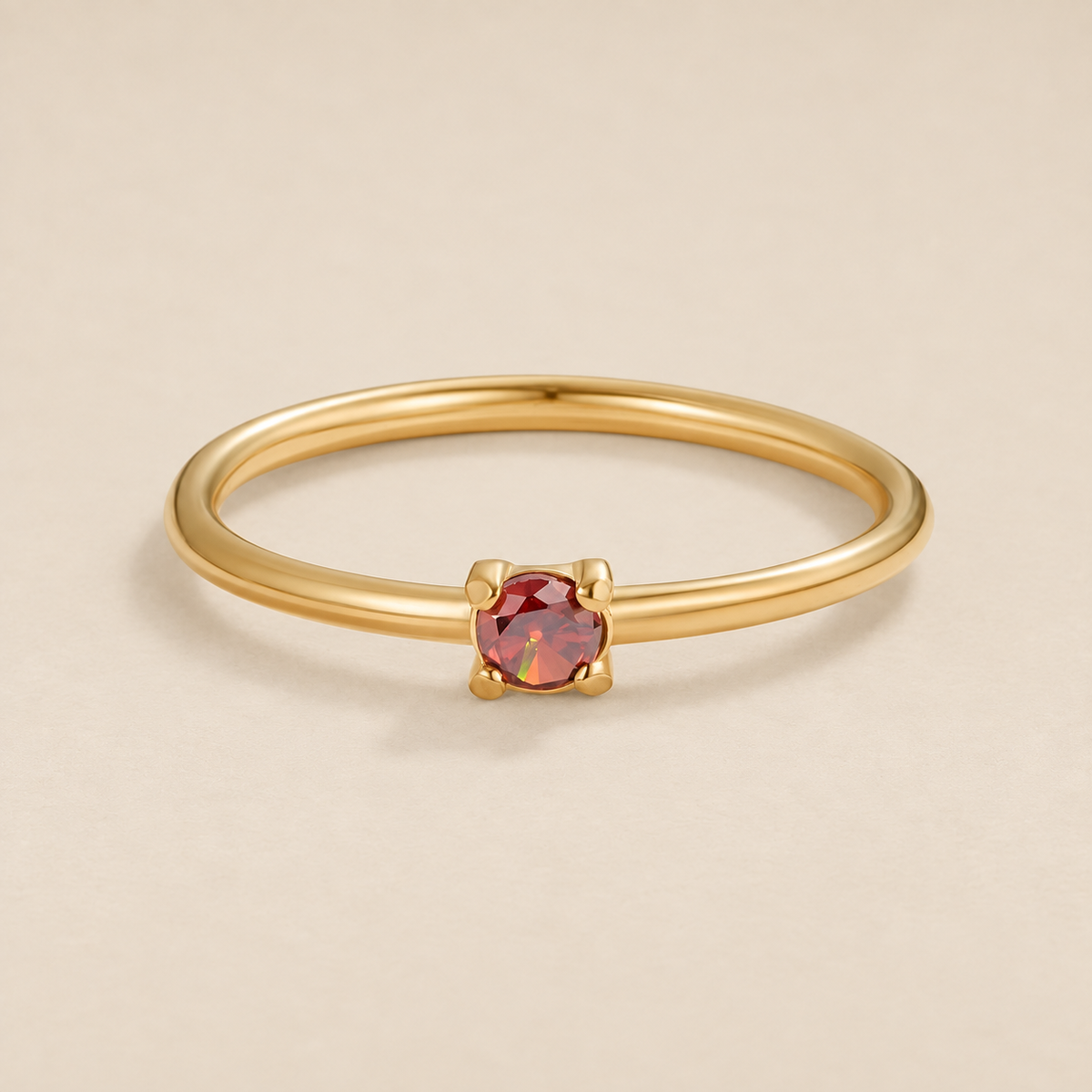 January Birthstone 18K Gold Ring