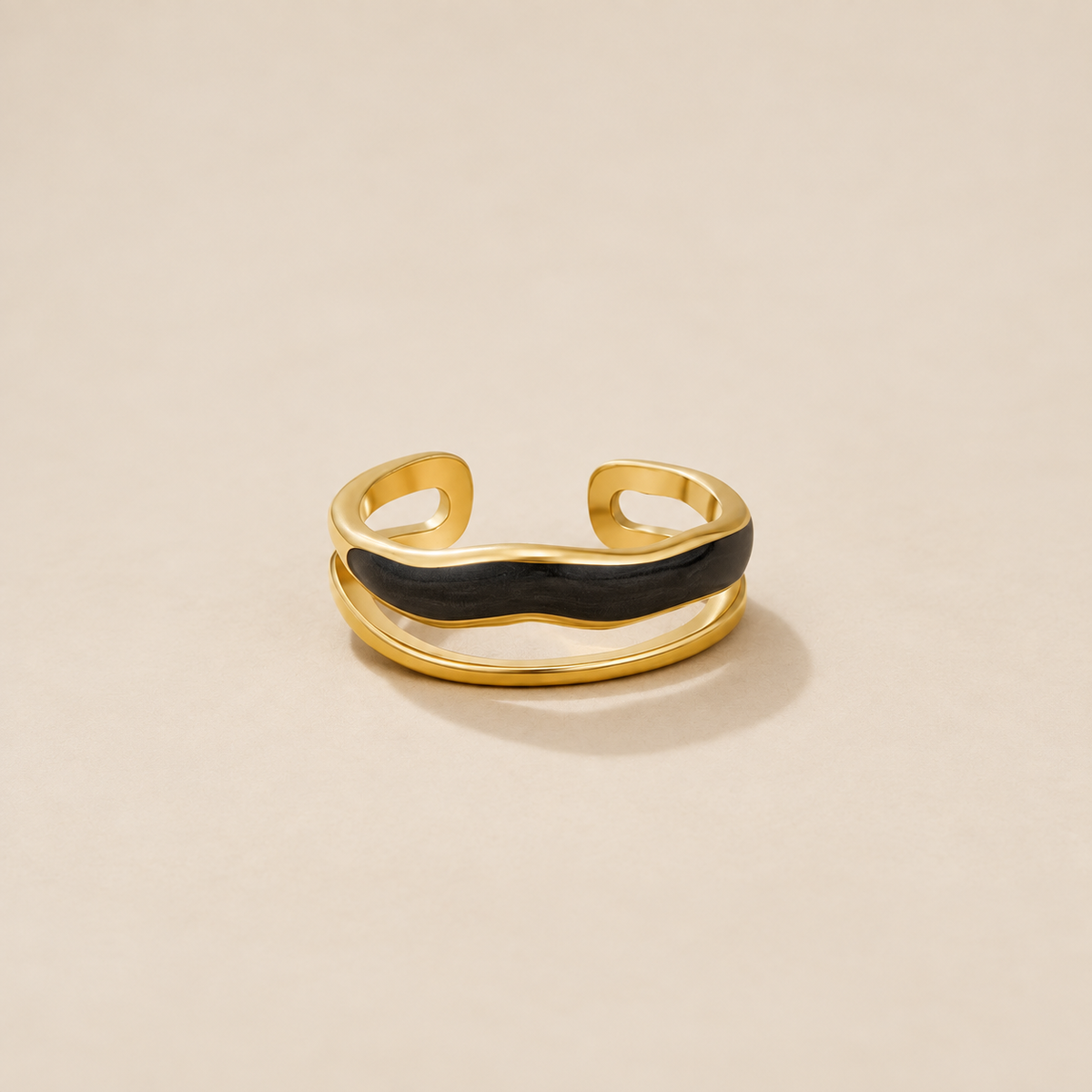 Layered Black Sahara Gold Ring