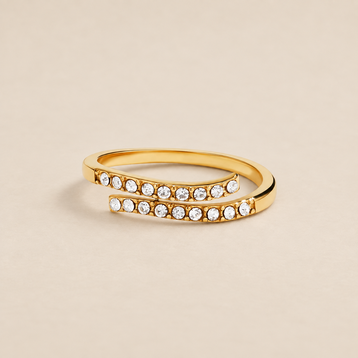 Layered Gold & Crystal Wrap Ring