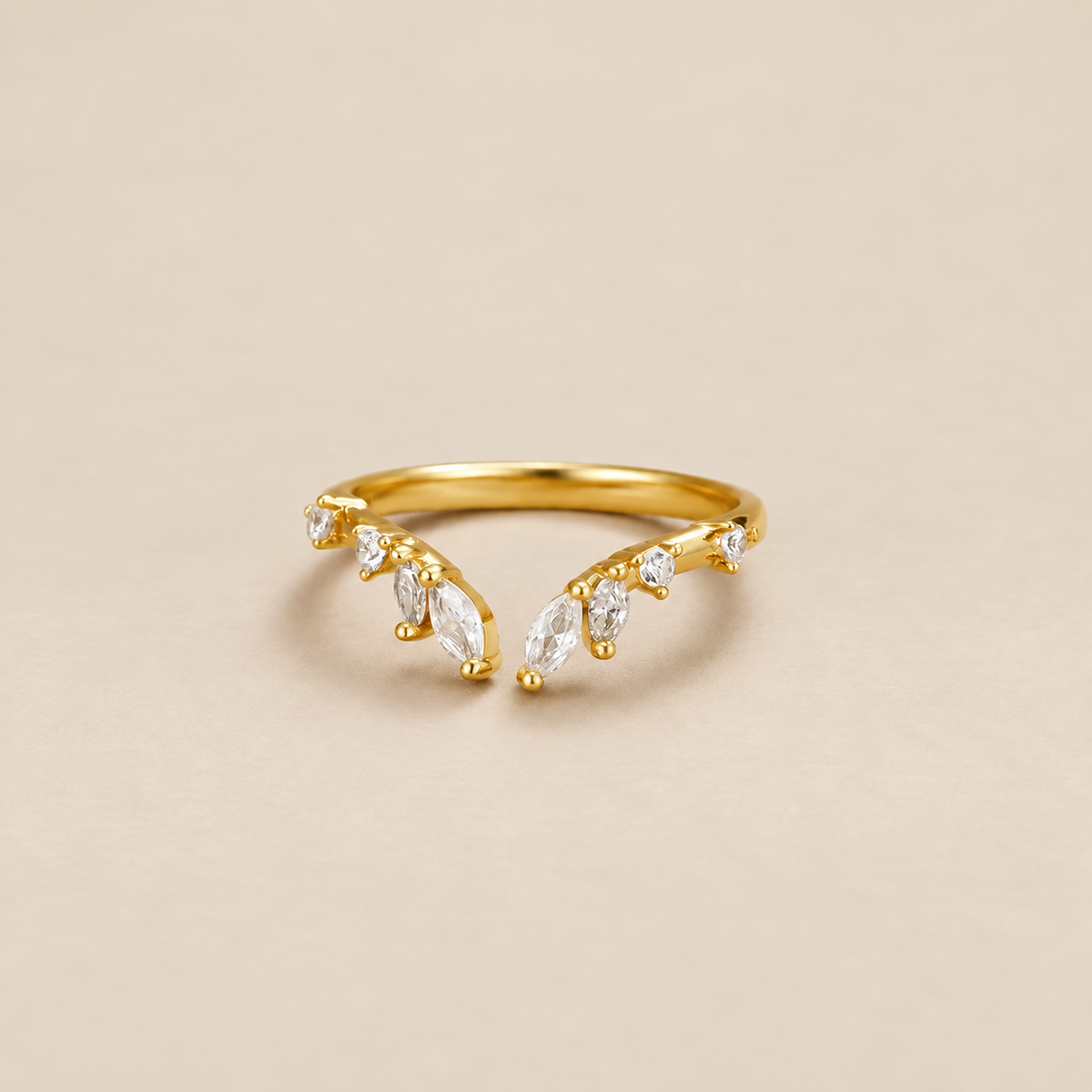 Lily Crystal Gold Vine Ring