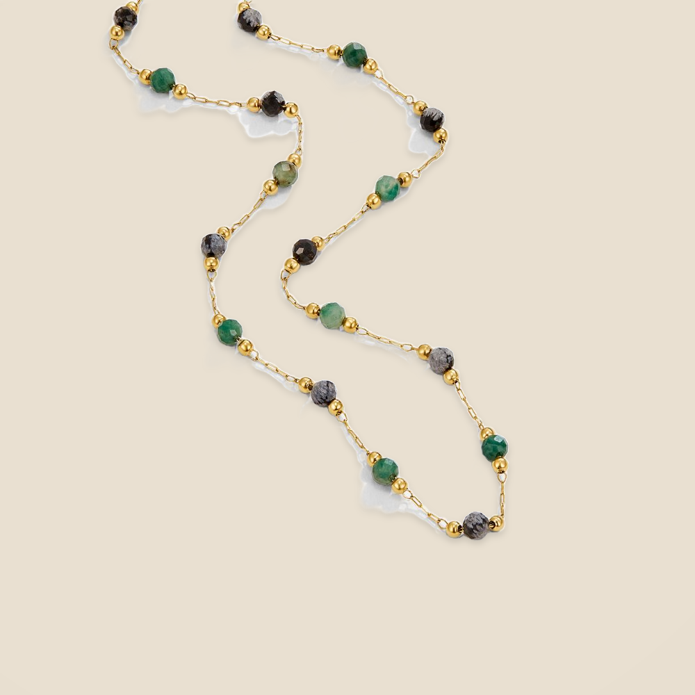 Lulu Forest Beaded Stone Necklace