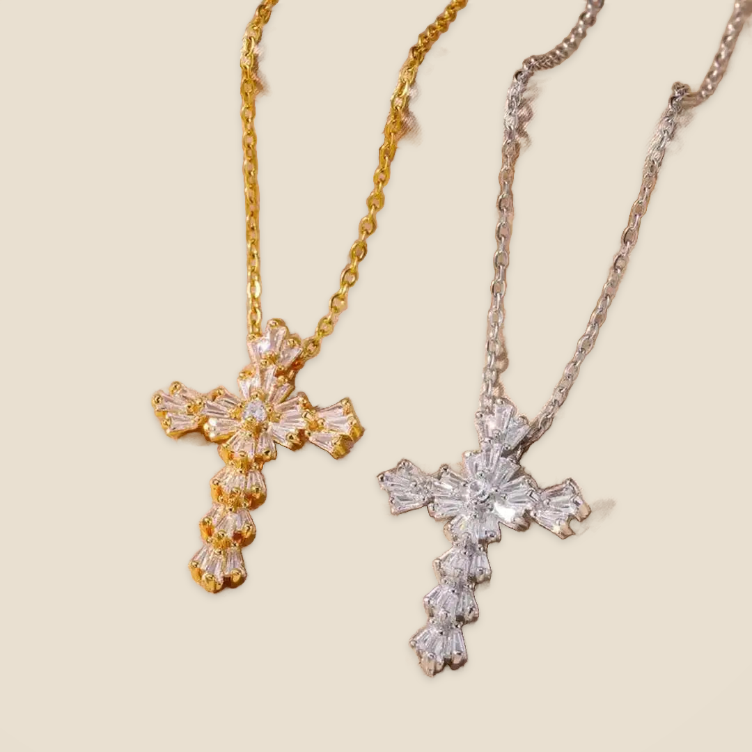 Timeless Silver Zirconia Cross Necklace