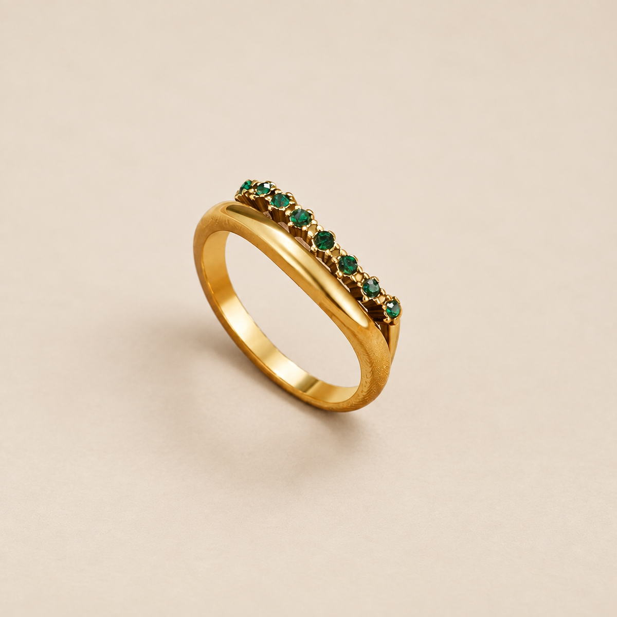 Marissa Emerald Green Layered Ring
