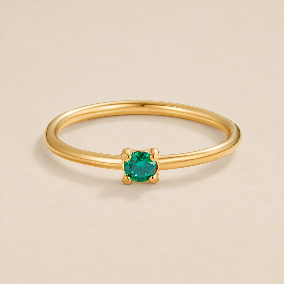 May Birthstone 18K Gold Ring