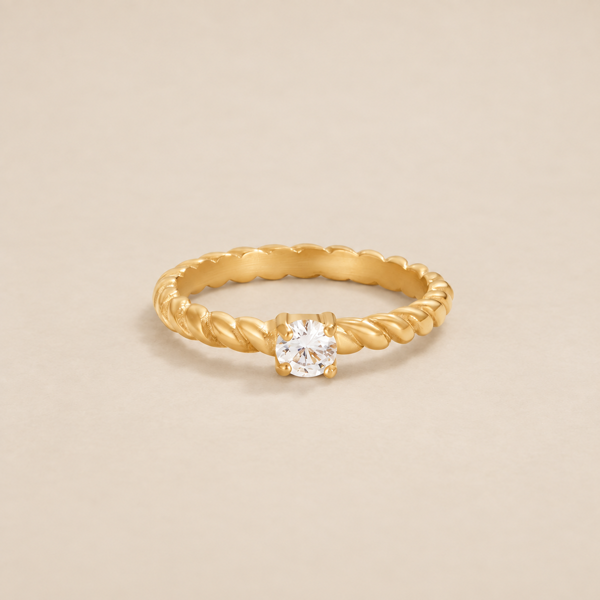 Milan Twisted Gold Crystal Ring