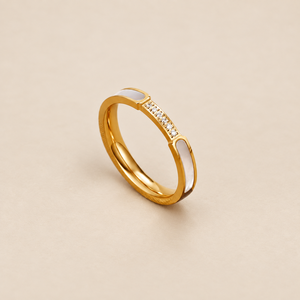 Mother Of Pearl & Crystal Ring