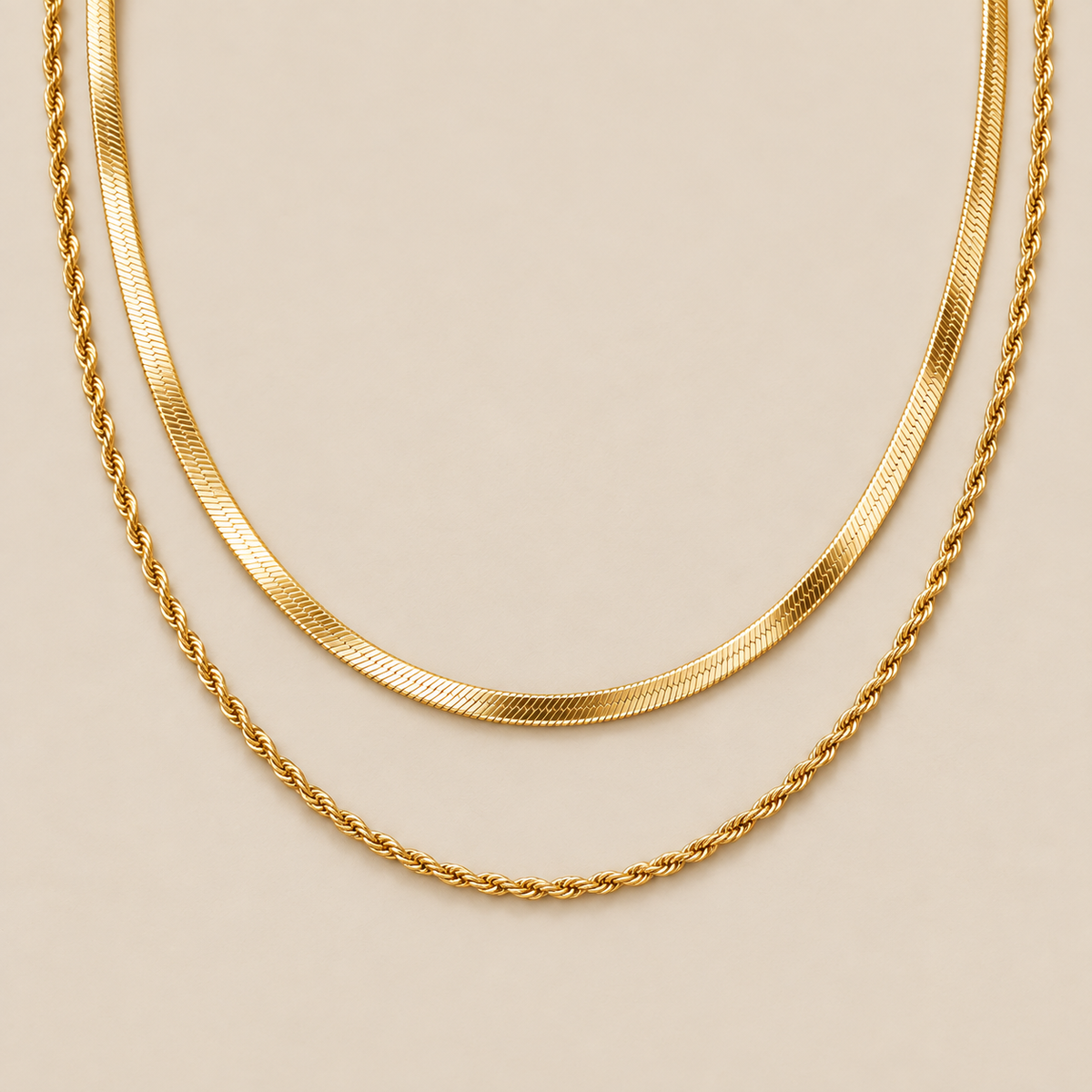 Elegant Flow Layered Necklace Set — cream studio photograph