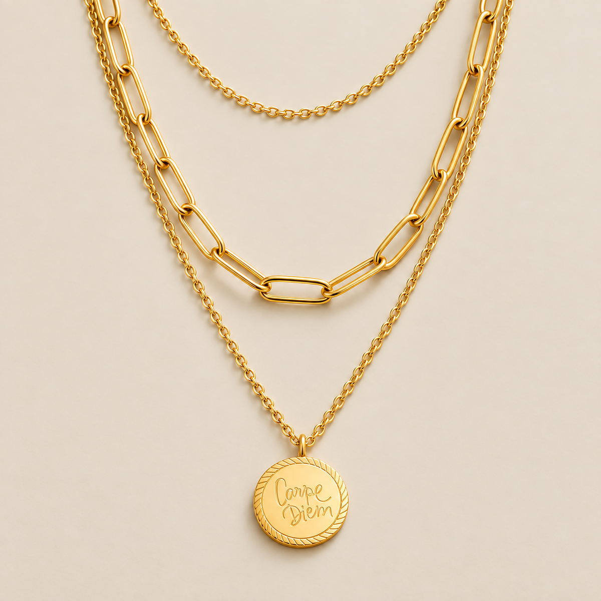 Geya Coin Layered Necklace — cream studio photograph