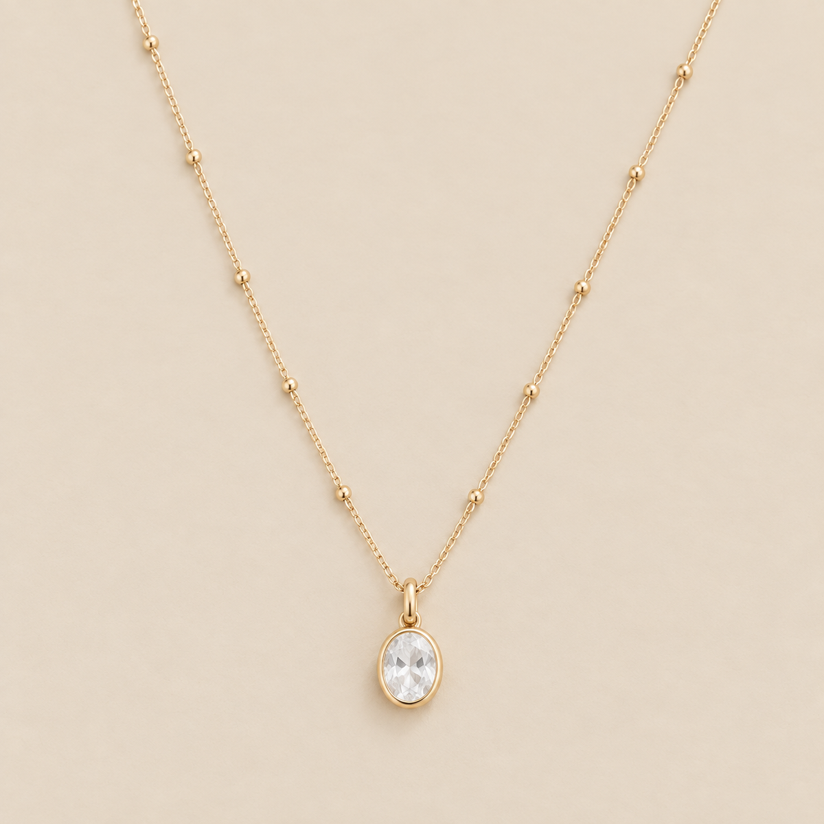 Luminous Circle Gemstone Necklace — cream studio photograph