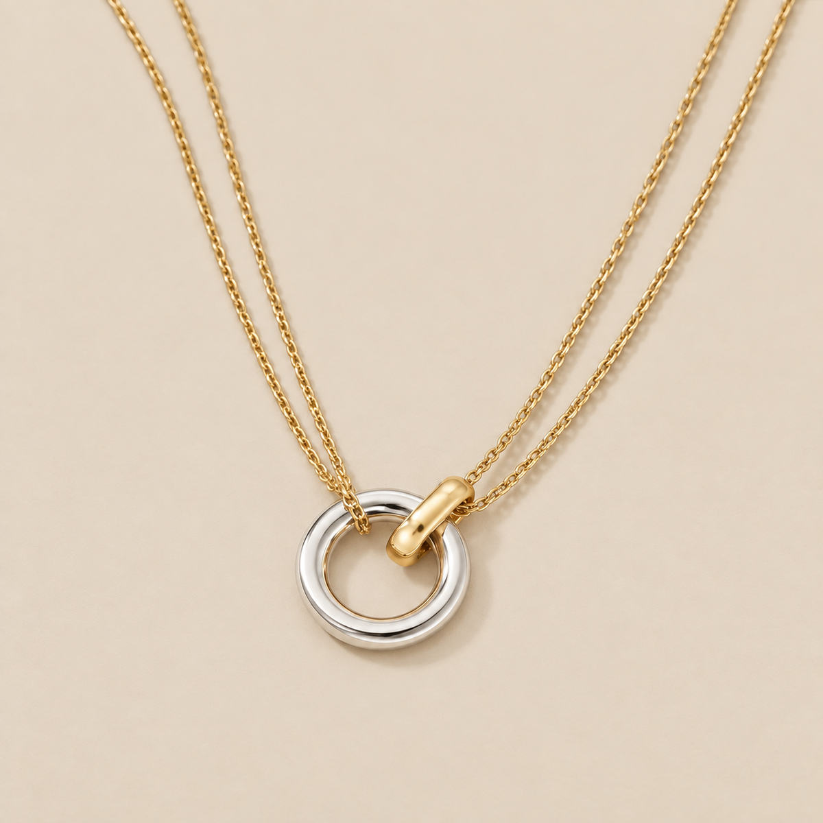 Dazzling Necklace With Ring Accent — cream studio photograph