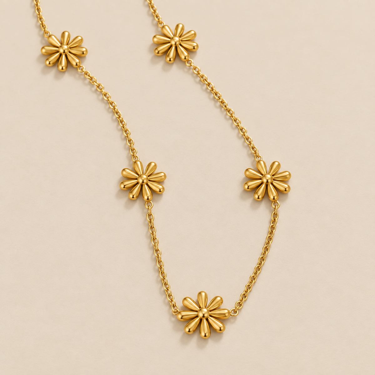 Flower Power 18K Gold Necklace — cream studio photograph