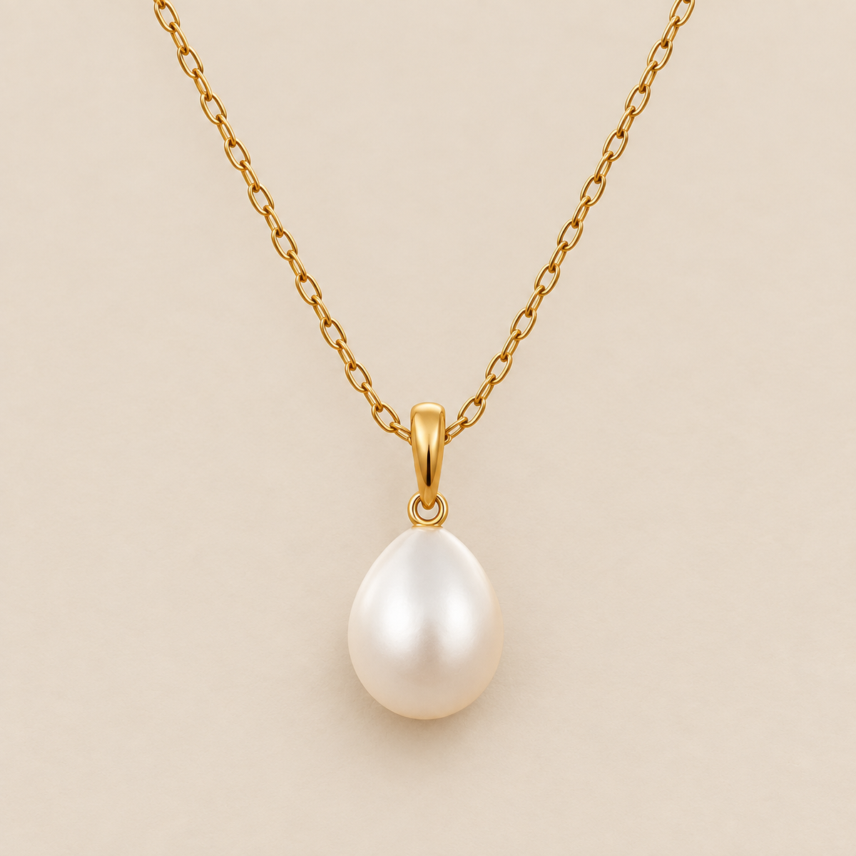 Ria Pearl Necklace With Thin Chain — cream studio photograph