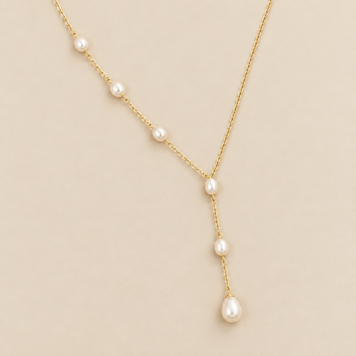 Vintage Pendant Pearls Necklace — cream studio photograph