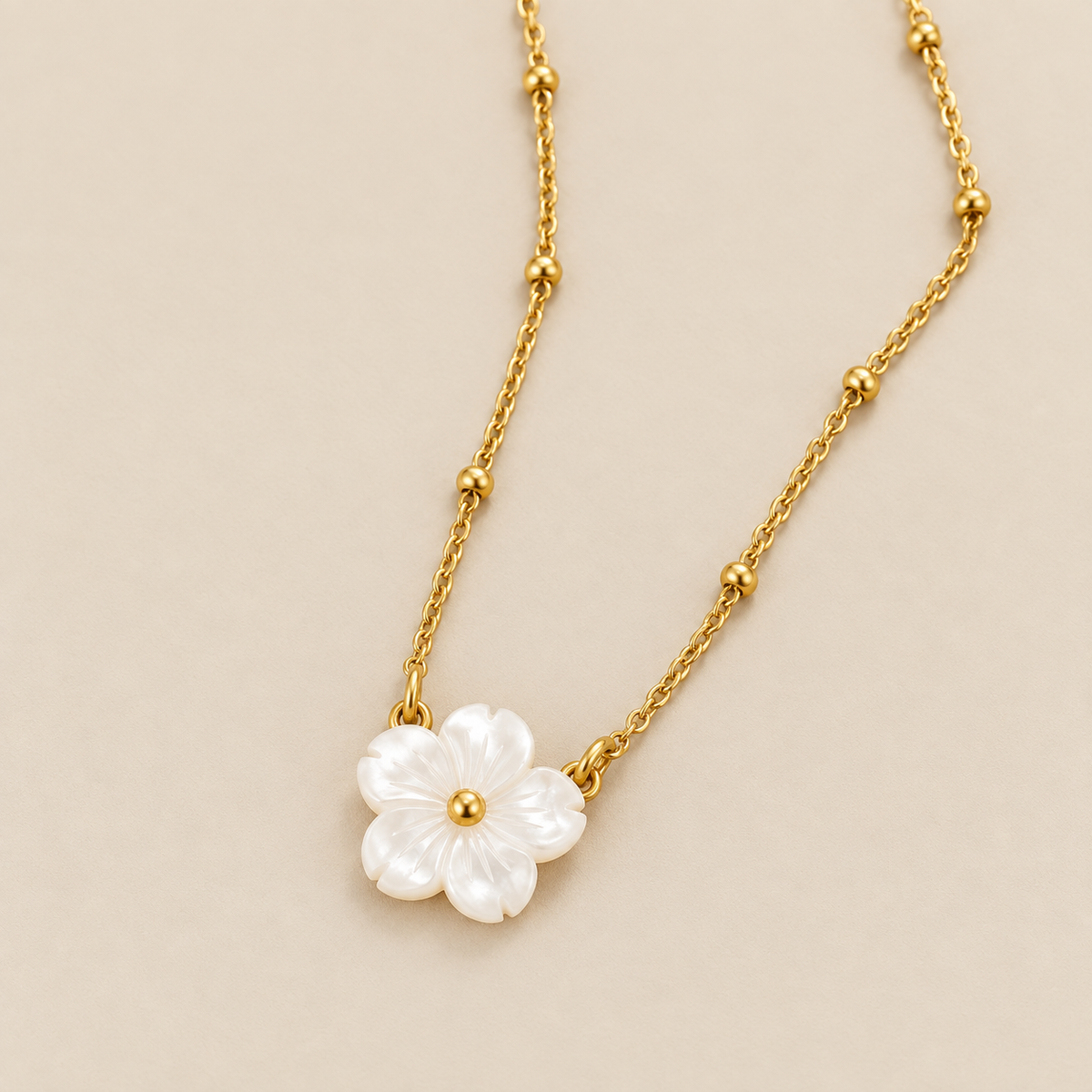 White Blossom Flower Necklace — cream studio photograph