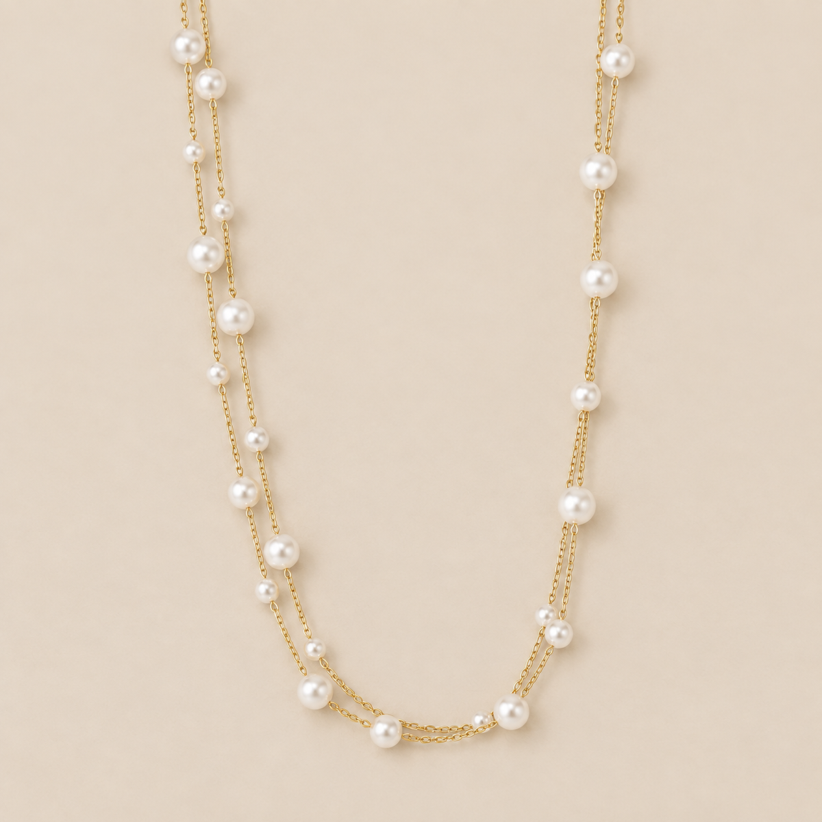 Pearl Chain Choker Necklace — cream studio photograph