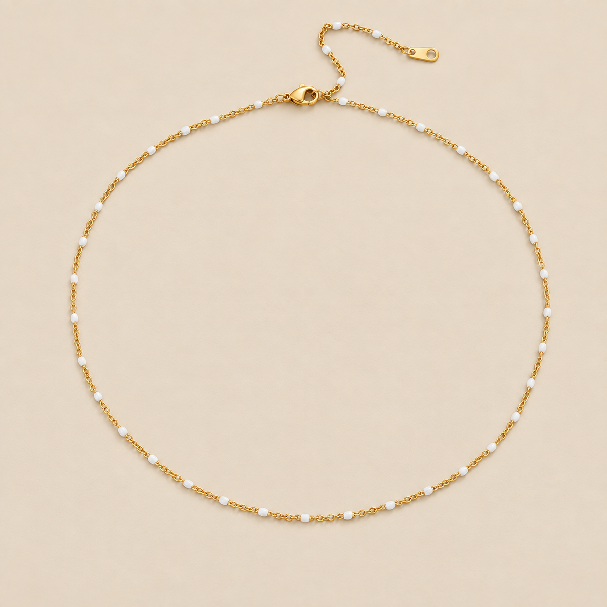 Mila White Bead Necklace — cream studio photograph