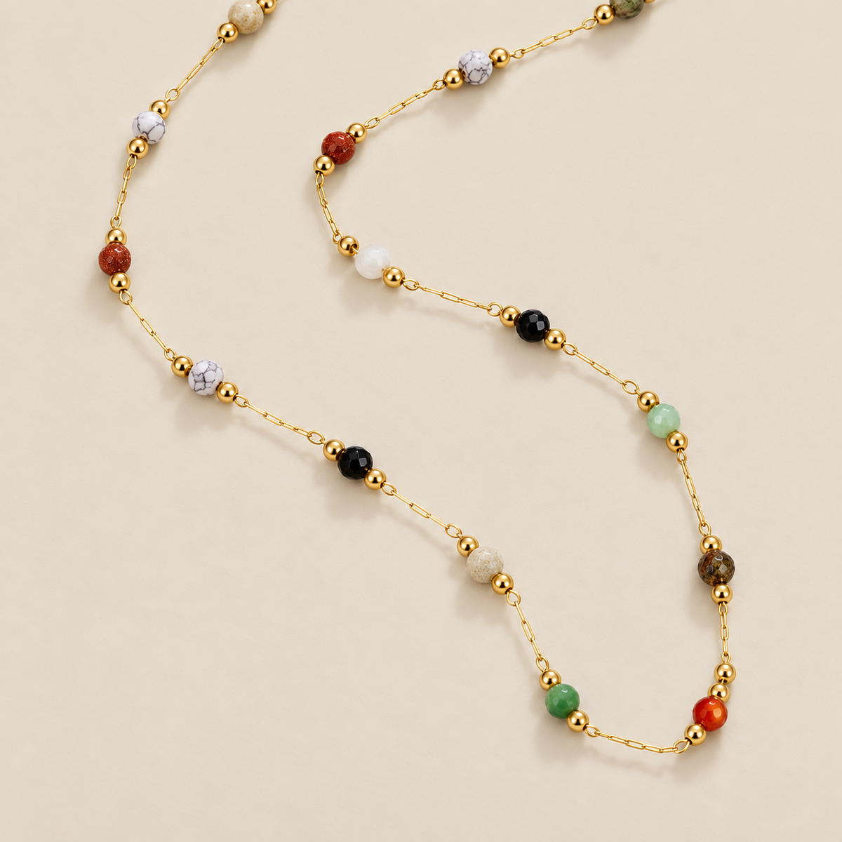 Lulu Beaded Stone Necklace — cream studio photograph