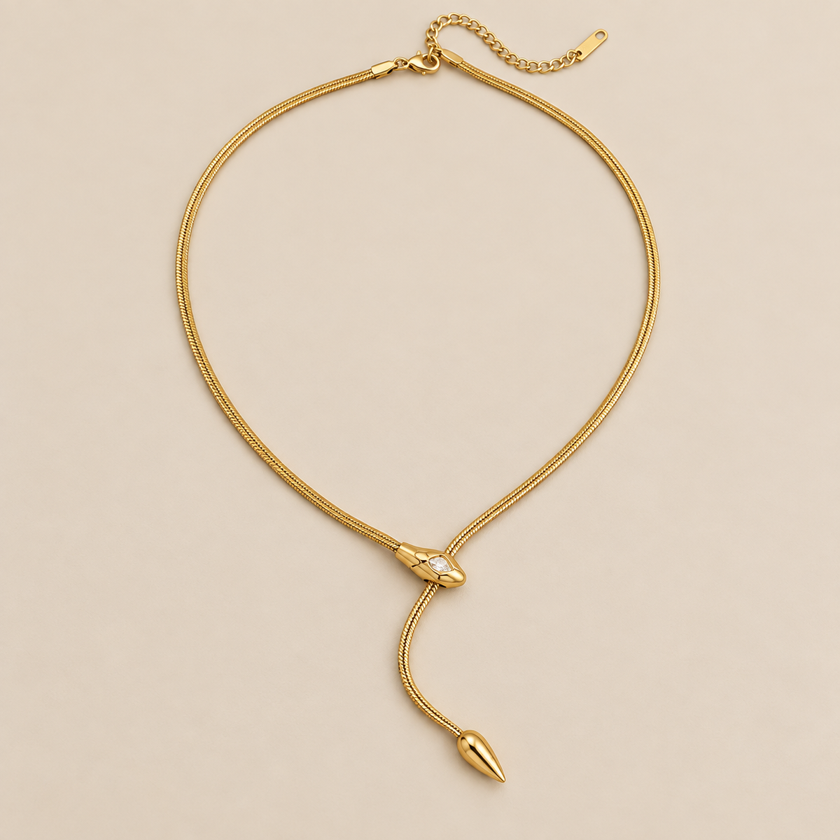 Vintage Gold Serpentine  Necklace — cream studio photograph