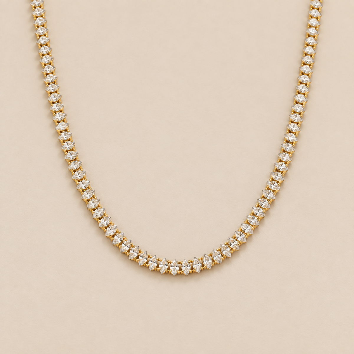 Wisteria Crystal Tennis Necklace — cream studio photograph