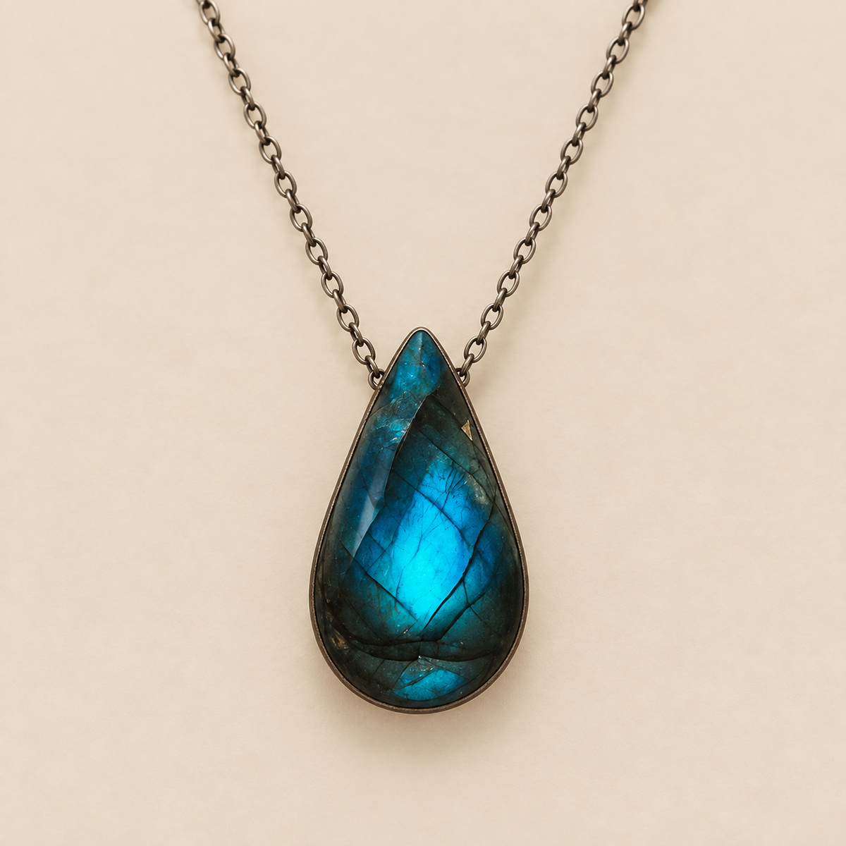 Lagoon Necklace In Labradorite — cream studio photograph