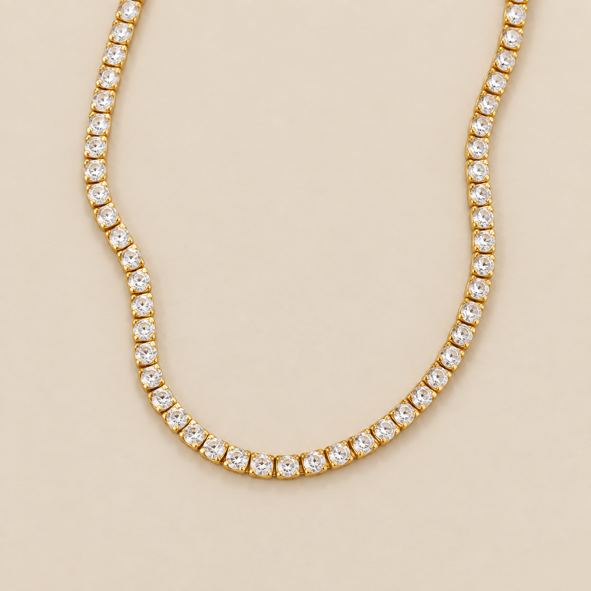 Dazzling Crystals Tennis Necklace — cream studio photograph