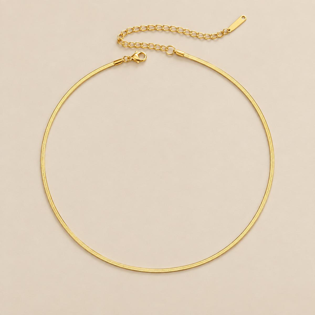 Timeless Herringbone Gold Necklace — cream studio photograph