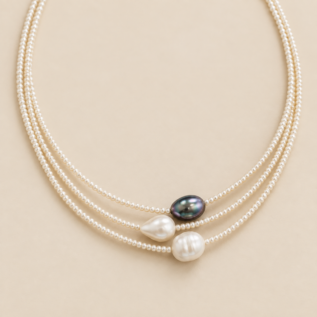 Elegant Vintage Fresh Water Pearl Necklace — cream studio photograph