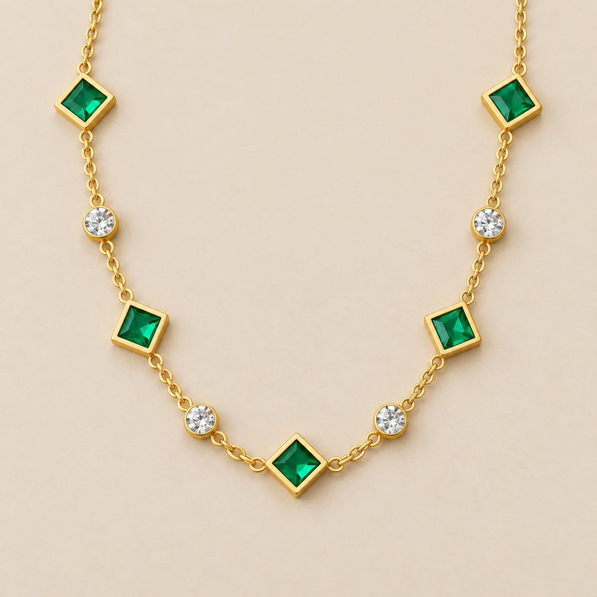 Royal Emerald Pendant Necklace — cream studio photograph