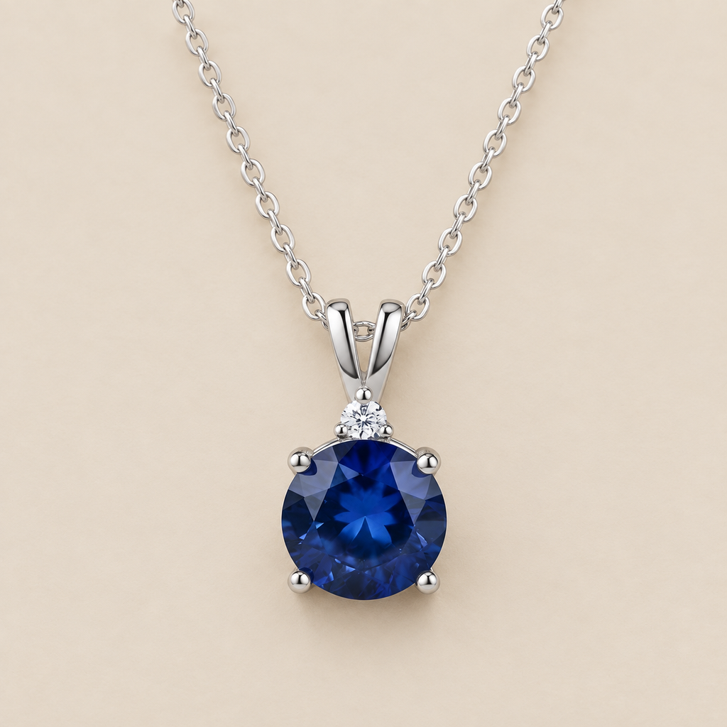Round Cut Sapphire Necklace product photograph
