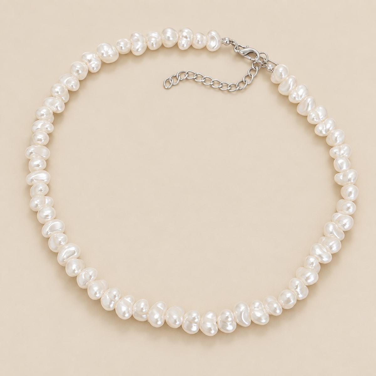 Exquisite Pearl Necklace White Gold — cream studio photograph