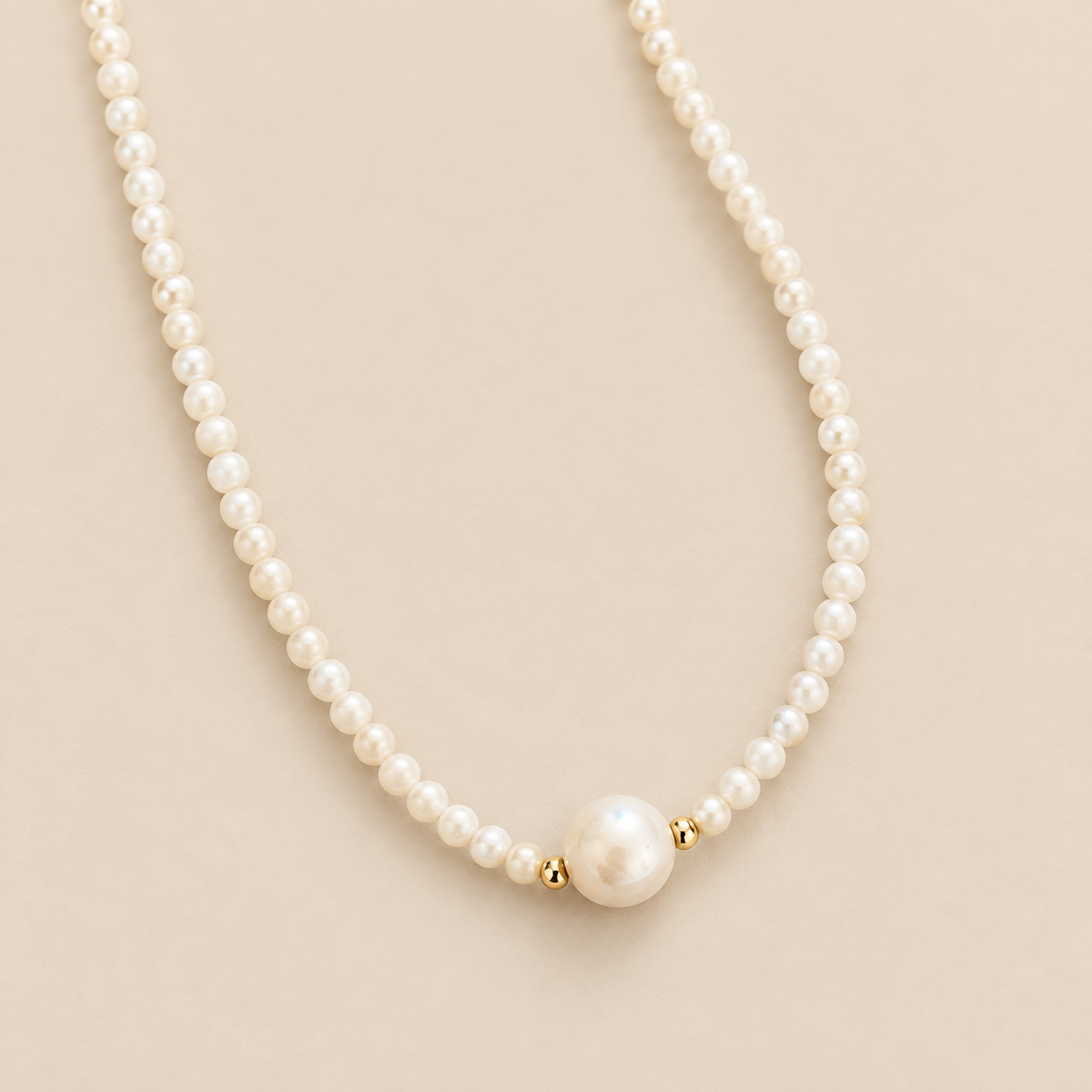 Elegant Pearl Artisanal Necklace — cream studio photograph