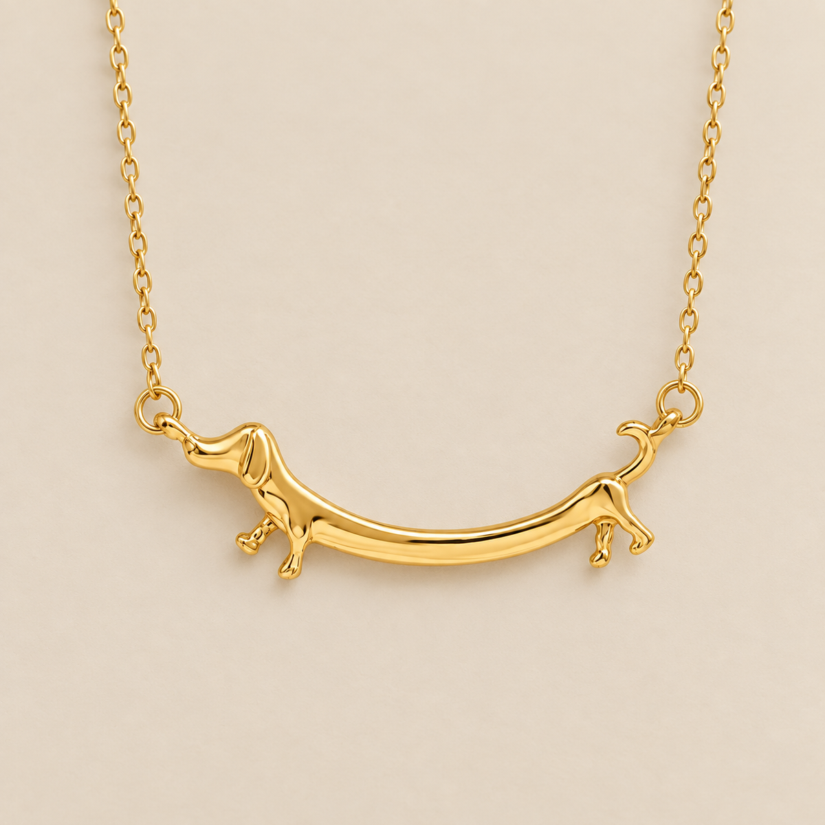 Sausage Dog Bar Pendant Necklace — cream studio photograph