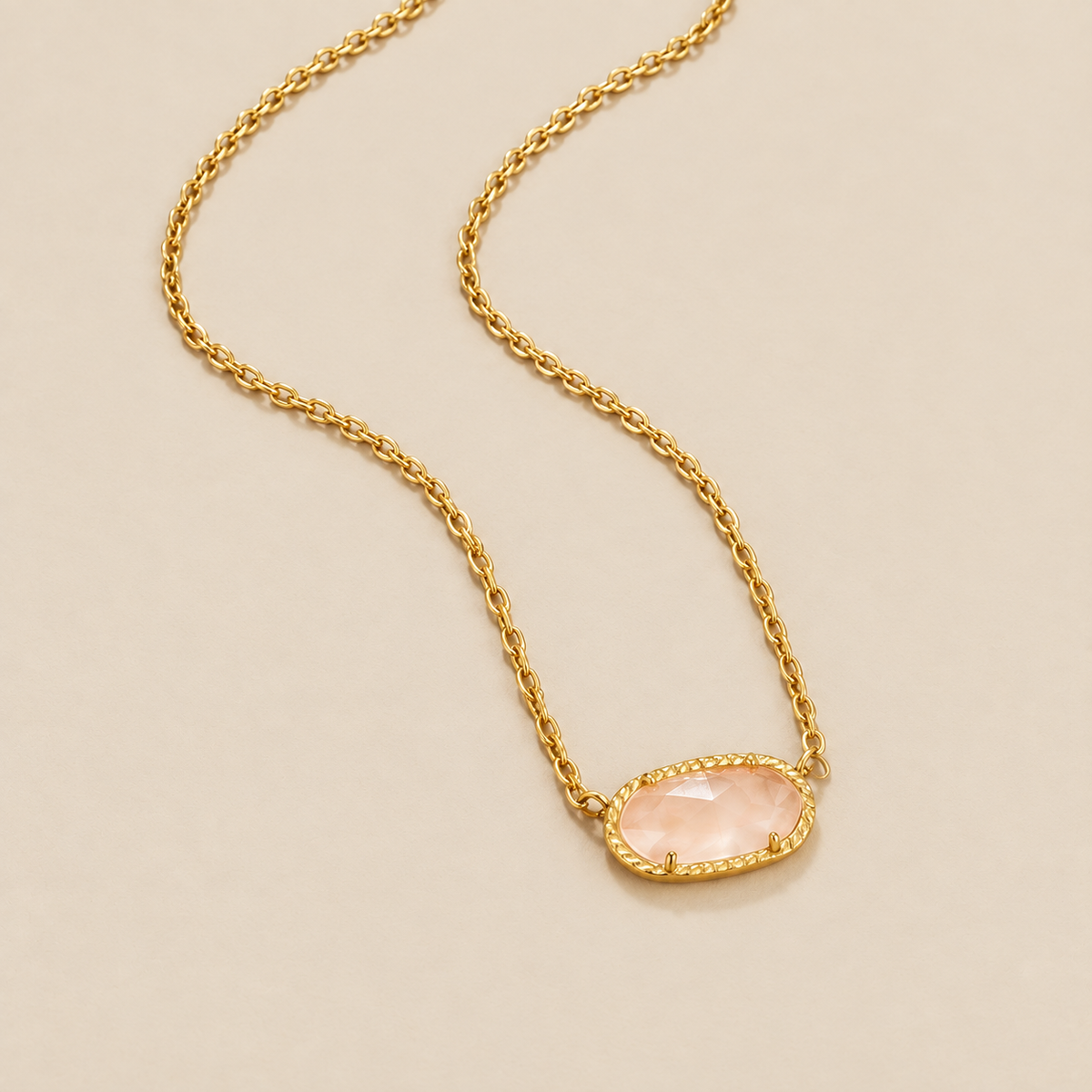 Ember Stone Pendant Necklace — cream studio photograph