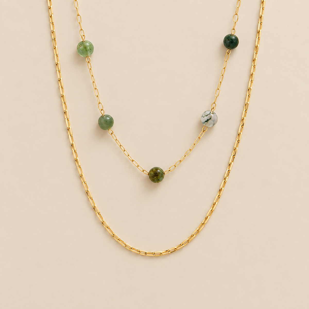 Layered Alana Gold & Stone Necklace — cream studio photograph