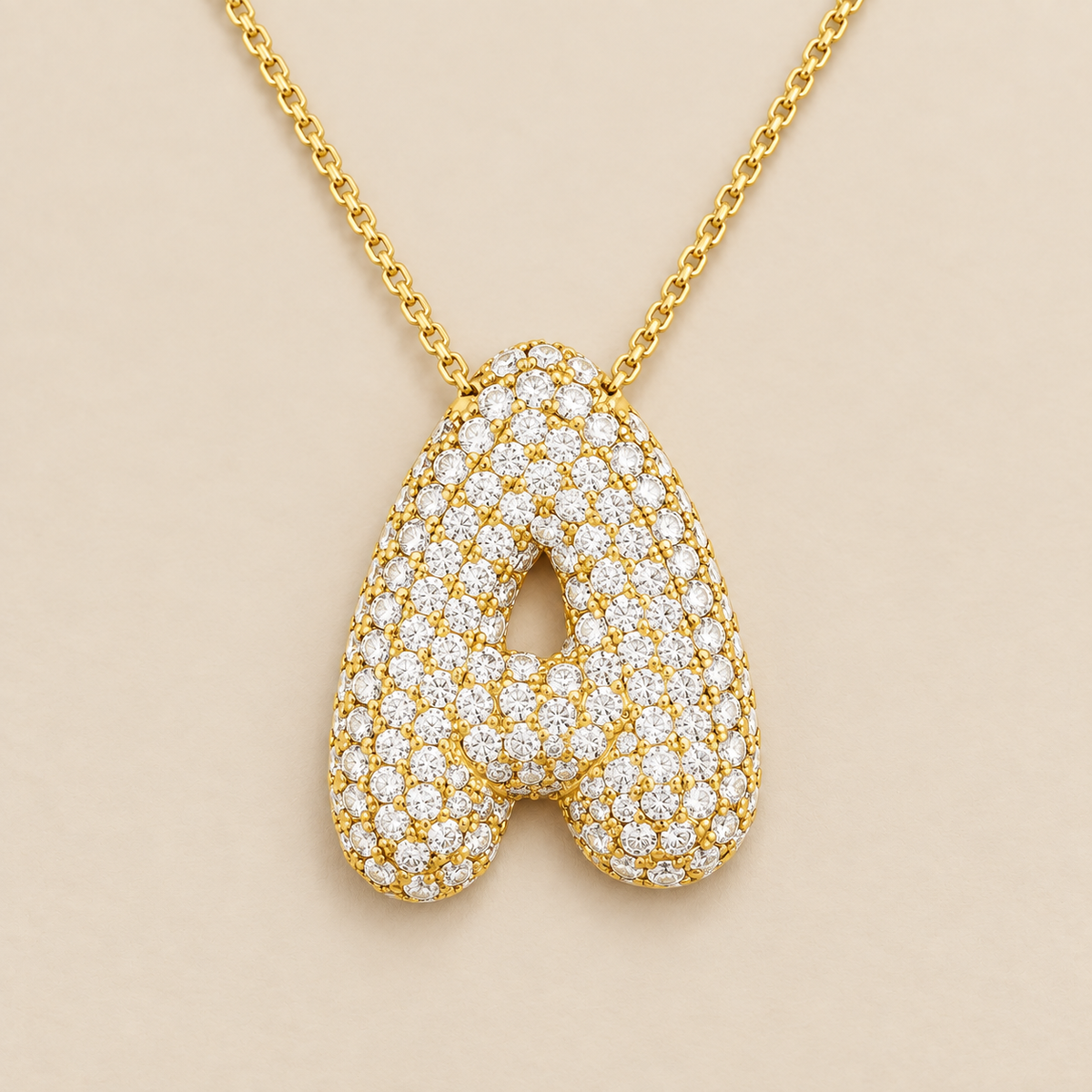 Bubble Initial Crystals Necklace — cream studio photograph