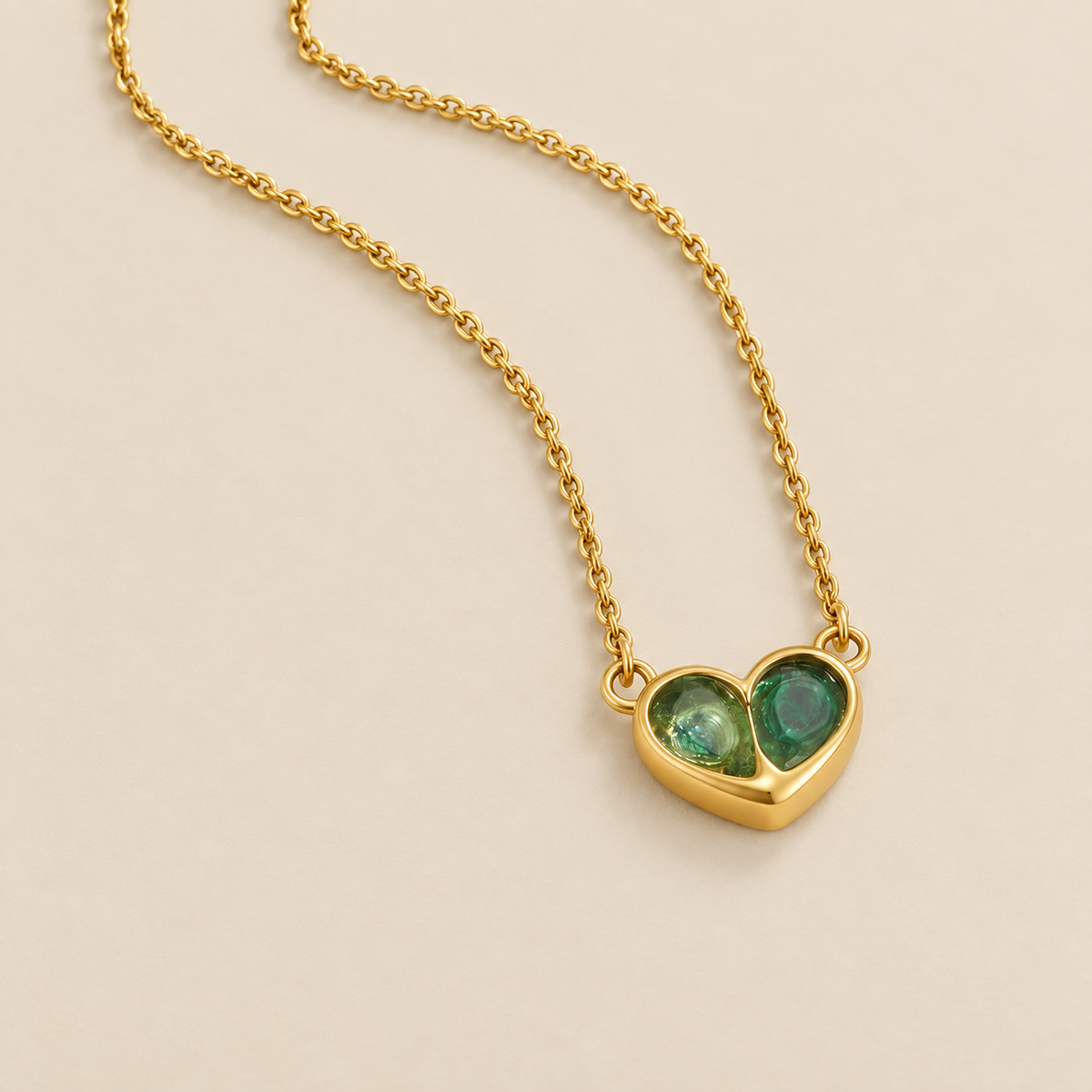 Amore Crystal Heart Necklace — cream studio photograph