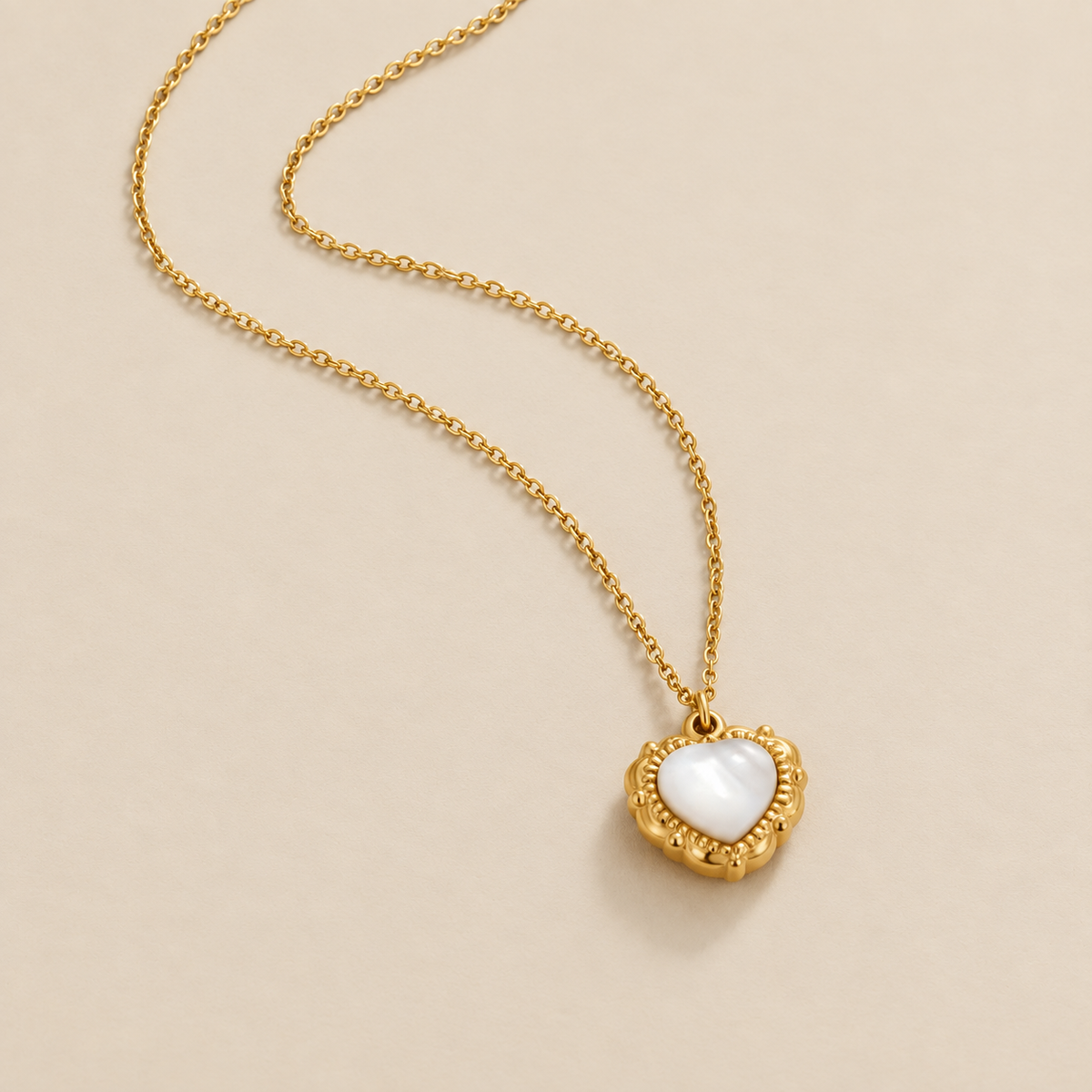 Vintage Eternity Love Necklace — cream studio photograph