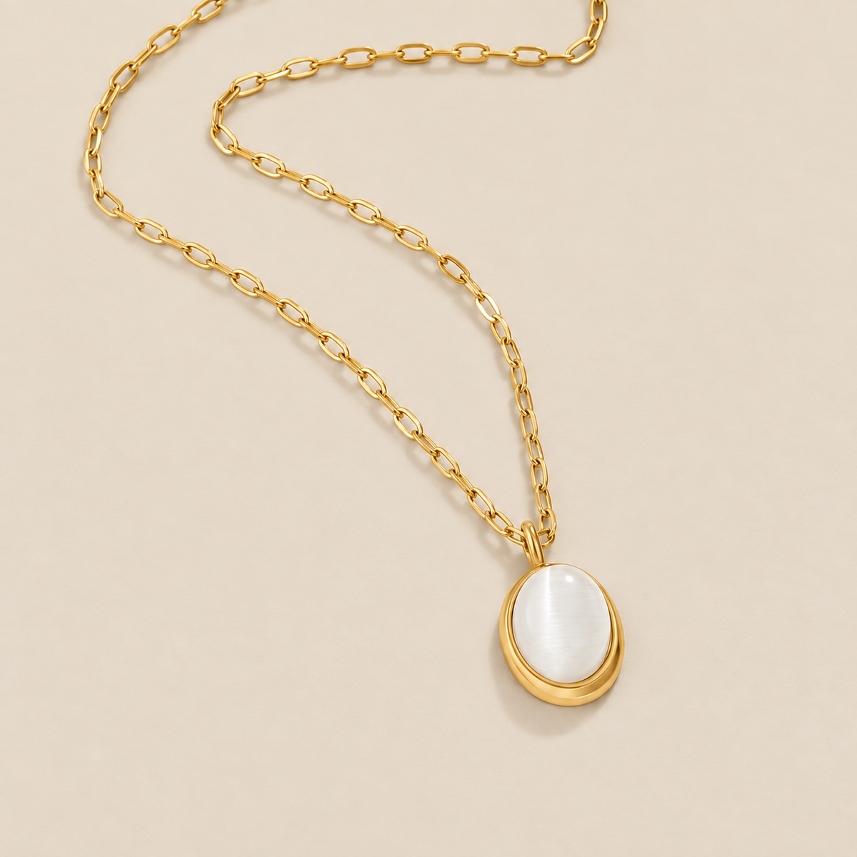 White Opal Necklace — cream studio photograph